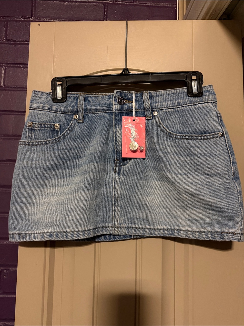 Edikted Light Blue Denim Mini Skirt